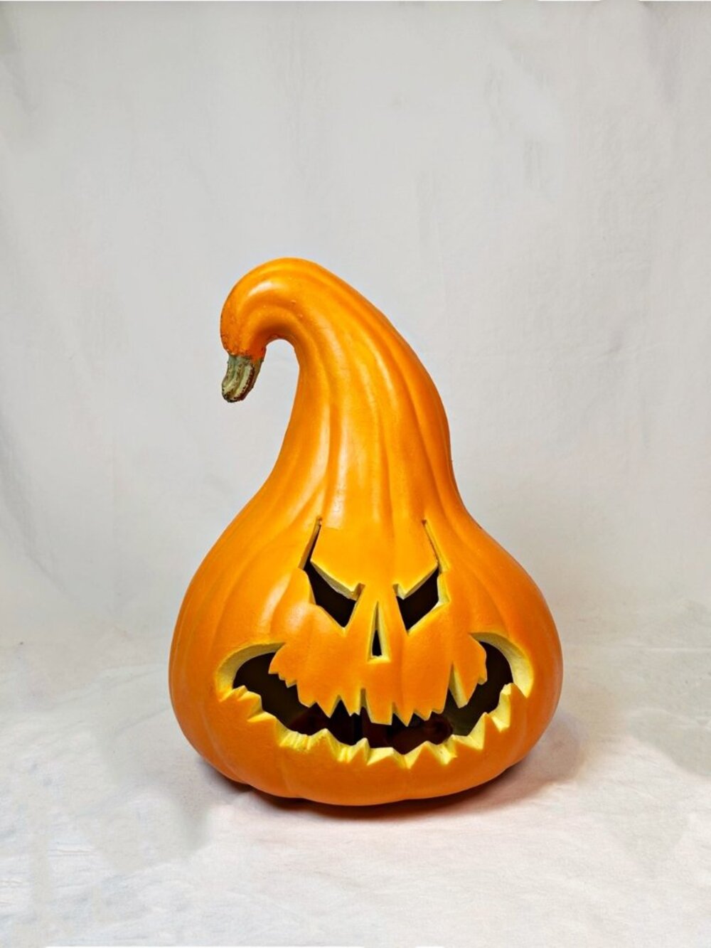 Vintage 90s  Foam Lighted 11.5" Gourd Pumpkin Jack-O-Lantern Halloween Decor